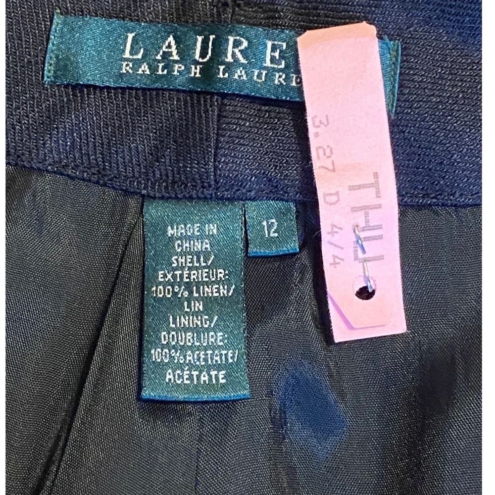 Lauren Ralph Lauren Womens Black 100% Linen Straight Leg Lined Pants Size 12 - Picture 7 of 9